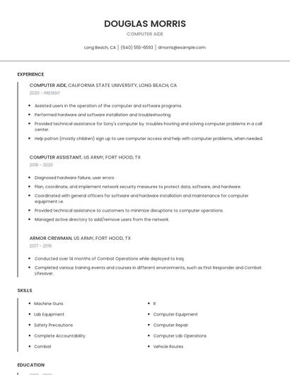 Computer Aide Resume