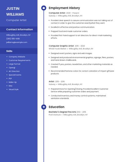 Computer Artist Resume