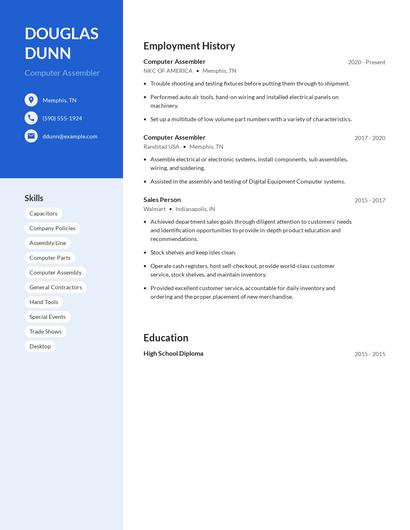 Computer Assembler Resume