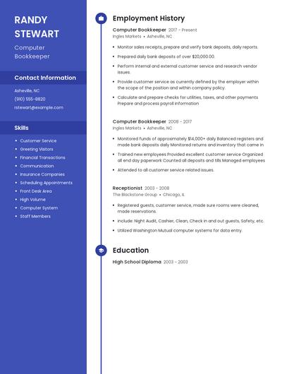 Computer Bookkeeper Resume