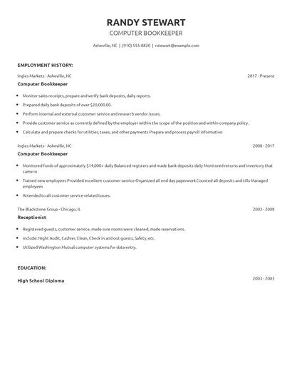 Computer Bookkeeper Resume