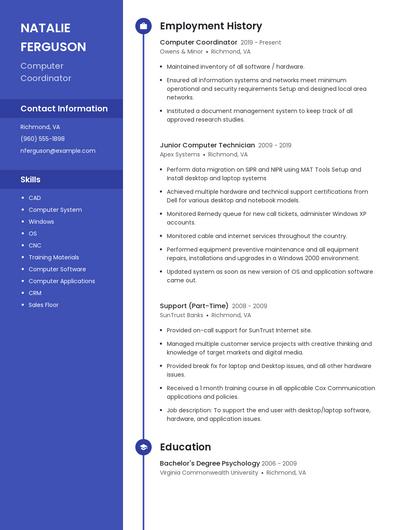 Computer Coordinator Resume