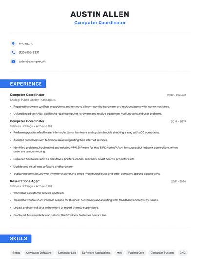 Computer Coordinator Resume