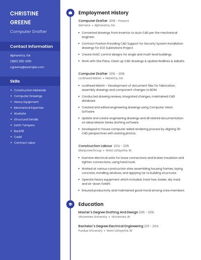 Computer Drafter Resume