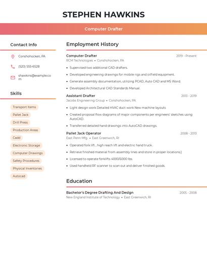 Computer Drafter Resume
