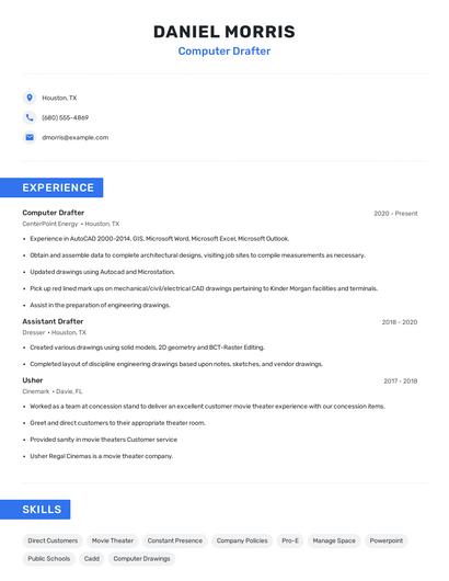 Computer Drafter Resume