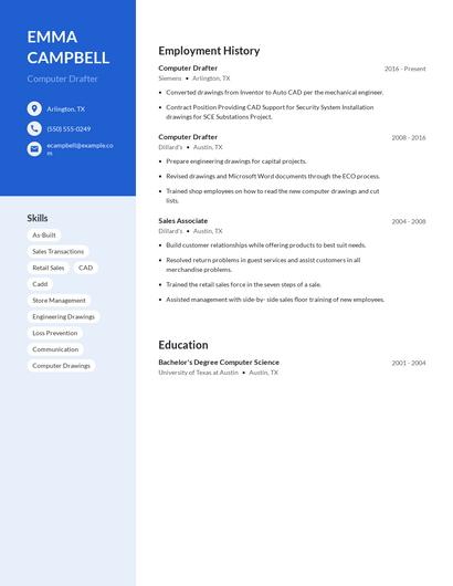 Computer Drafter Resume
