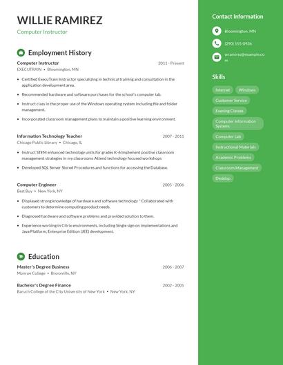 Resume example 4
