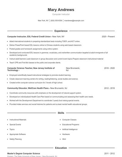 Resume example 1