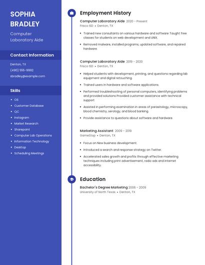 Computer Laboratory Aide Resume