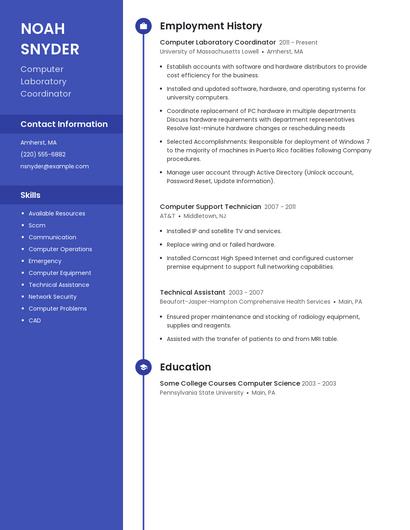 Computer Laboratory Coordinator Resume
