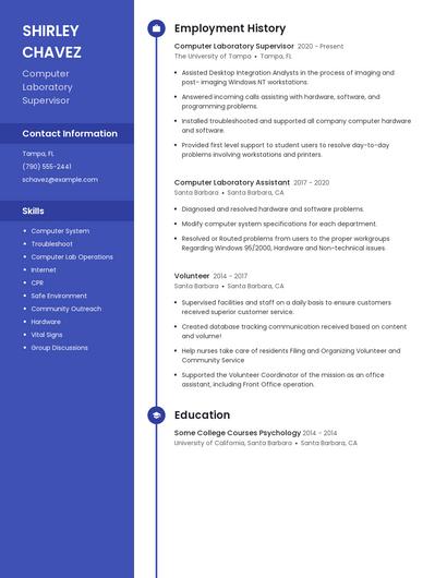 Computer Laboratory Supervisor Resume