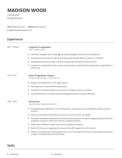 Computer Programmer Resume