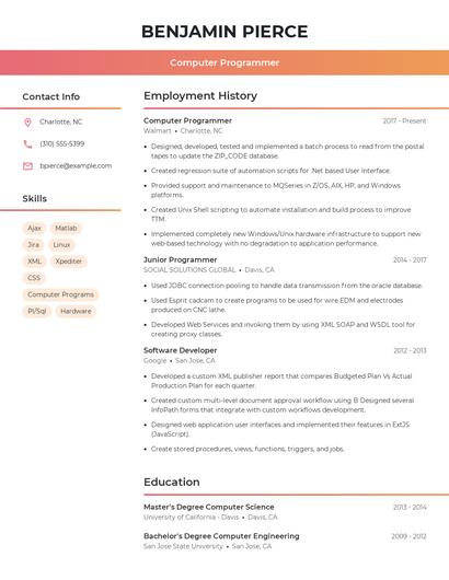 Computer Programmer Resume