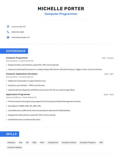 Computer Programmer Resume