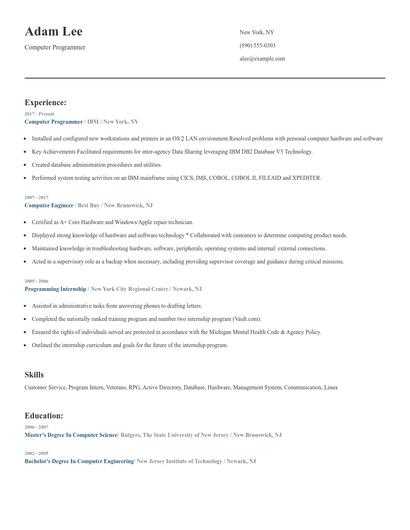 Computer Programmer Resume