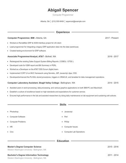 Computer Programmer Resume