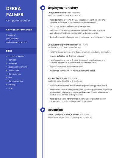 Computer Repairer Resume