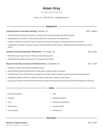 Resume example 1