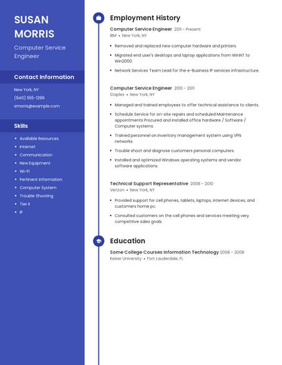 Computer Service Engineer Resume