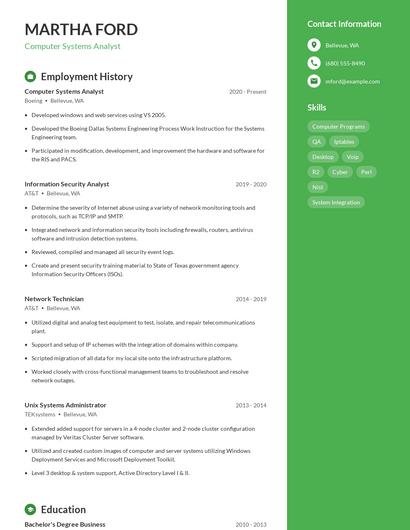 Resume example 5