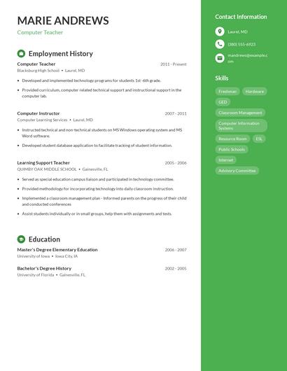 Resume example 4
