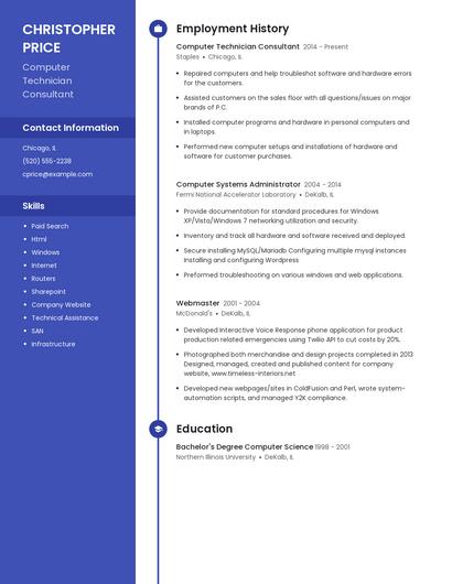 Computer Technician Consultant Resume