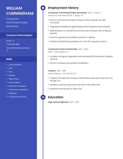 Computer Technician/Sales Associate Resume