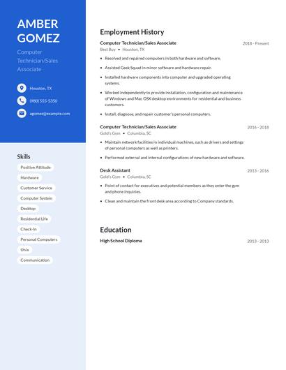 Computer Technician/Sales Associate Resume