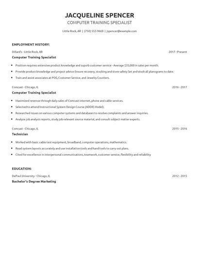 Computer Training Specialist Resume