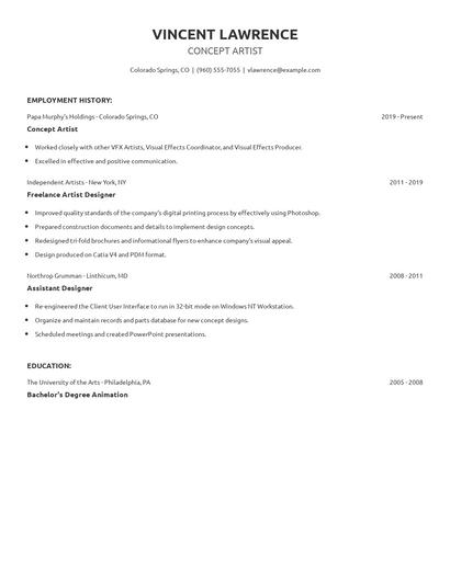 Concept Artist Resume
