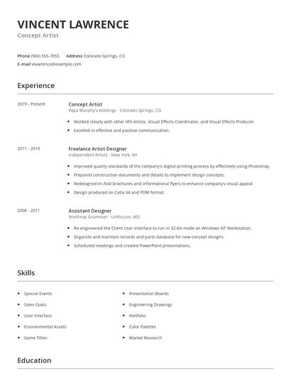 Concept Artist Resume