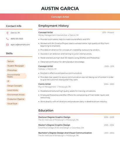 Concept Artist Resume