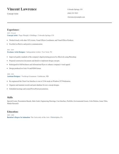 Concept Artist Resume