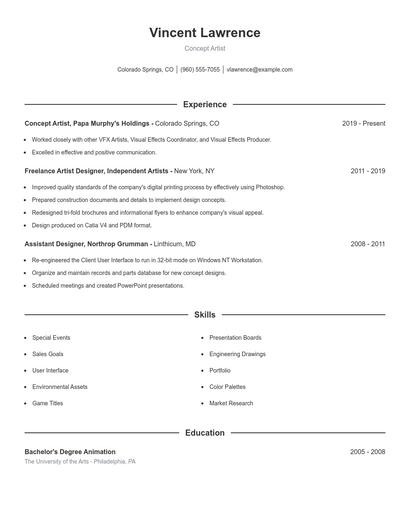 Concept Artist Resume