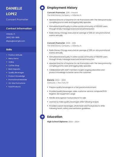 Concert Promoter Resume