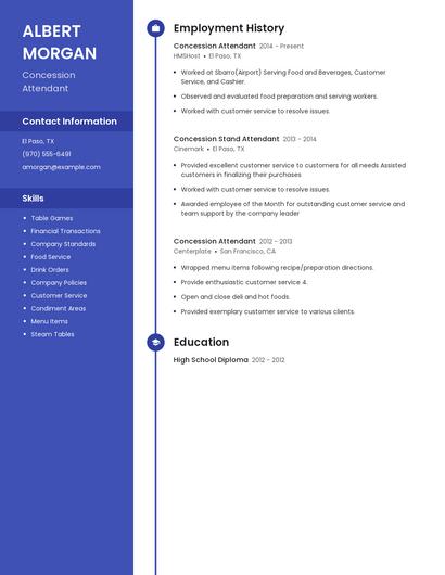 Concession Attendant Resume