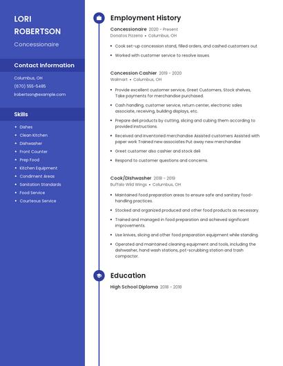 Concessionaire Resume