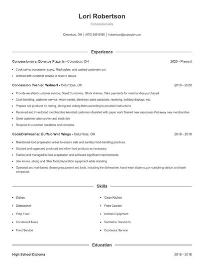 Concessionaire Resume