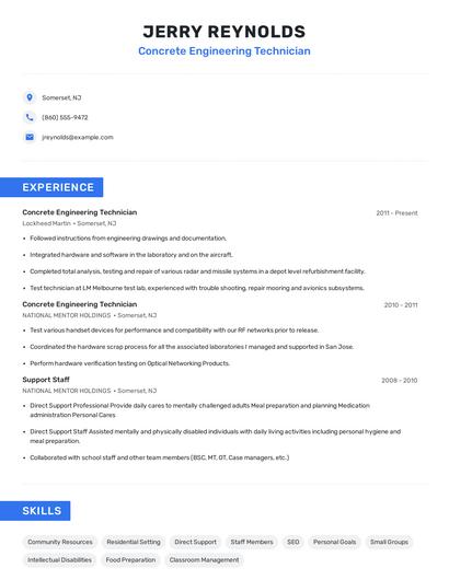 Concrete Engineering Technician Resume