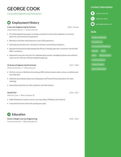 Concrete Engineering Technician Resume