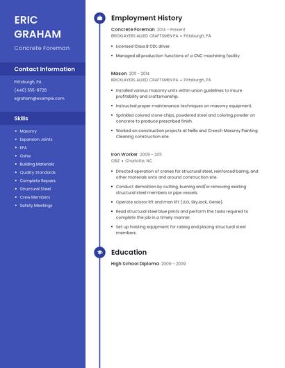 Concrete Foreman Resume