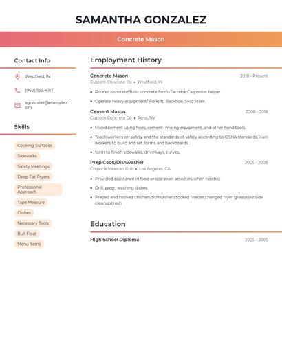 Concrete Mason Resume