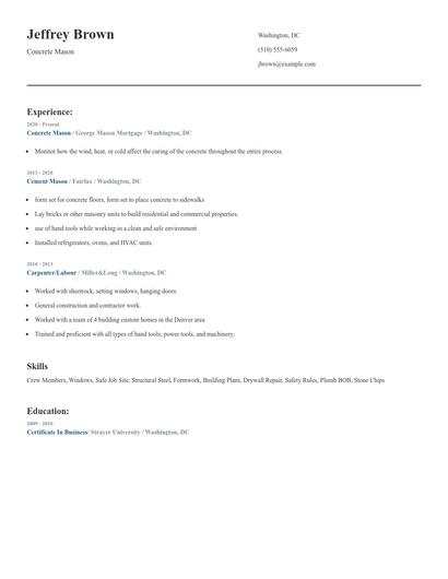 Concrete Mason Resume