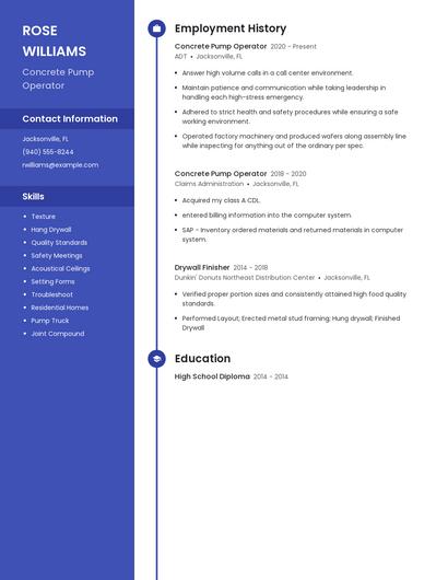 Concrete Pump Operator Resume