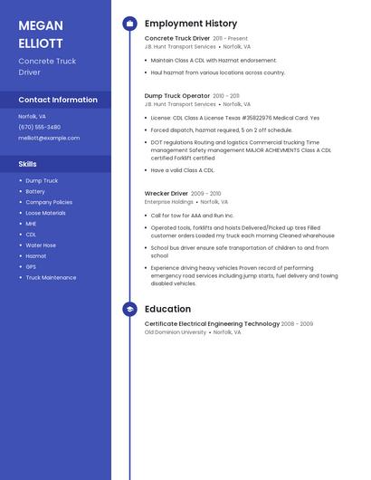 Concrete Truck Driver Resume