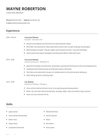 Concrete Worker Resume