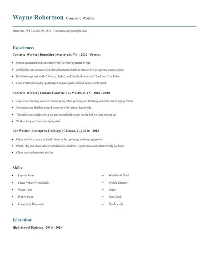 Concrete Worker Resume