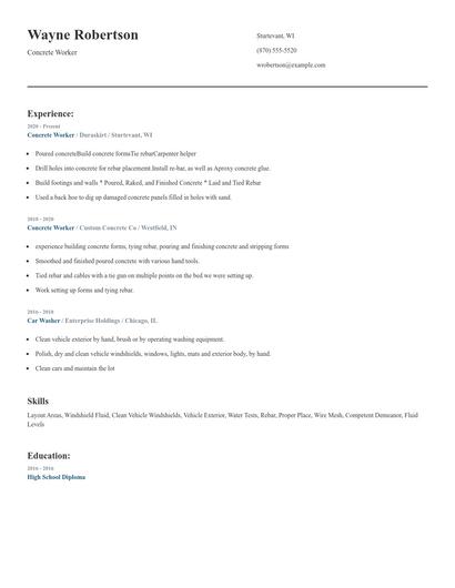 Concrete Worker Resume