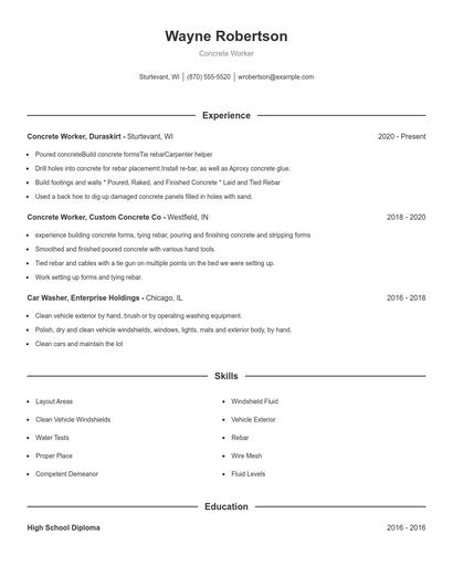 Concrete Worker Resume
